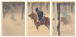 牛荘附近雪夜之斥候　Scouts near Niuzhuang on a Snowy Night