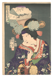 江都名所合之内　三十七 しづか 日比や御門　Comparisons for Famous Places in Edo / No. 37: Hibiya Gomon: Shizuka 