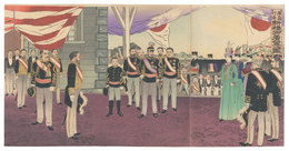 広島行幸新橋御着輦之図　Emperor's Carriage Arrives at Shinbashi Station at the Occasion of the Emperor's Trip to Hiroshima