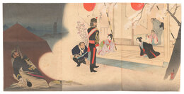 征清軍休戦野営之夢　A Soldier's Dream at Camp during a Truce in the Sino-Japanese War