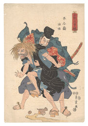 本朝武勇鏡　平忠盛 油坊　Mirror of Valor of Our Country / Taira no Tadamori and the Oil Priest