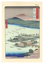 六十余州名所図会　加賀 金沢八勝之内 蓮湖之漁火【復刻版】　Famous Places in the Sixty-odd Provinces / Kaga Province: The Eight Wonders of Kanazawa, The Fishing Fires on Lake Renko 【Reproduction】