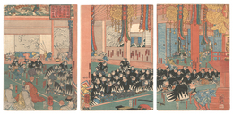 大星良金ヲ始四十余人の義士本意を達し万昌山円覚寺引取焼香図　Oboshi Yoshikane and the Other More than Forty Loyal Retainers Burn Incense at Enkakuji, Having Fulfilled Their Vow