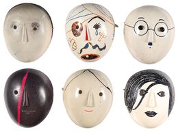 作家絵付け面　Painted masks