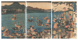 寿永三年正月十六日宇治川大合戦ノ図　The Great Battle of the Uji River, on the 16th Day of the First Month, 1184