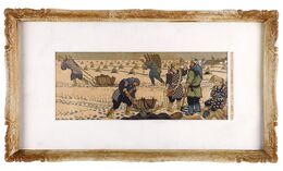 米作四題　そりひき（冬）　Four Scenes of Rice Cultivation / Sledding (Winter)