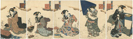 当世見立七小町　Currently Parodies of Seven Komachi : set of 5