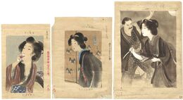 自筆画稿 毒薬の雫 侠妓小りん他　Original illustrations for the Omoshiro Club Magazine