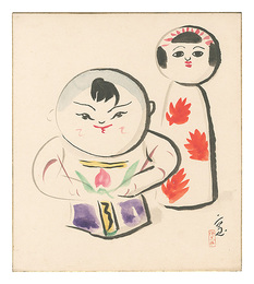 自筆画色紙　Painting