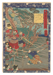 瓢軍談五十四場　第三 猿之助尾田家へ仕官を好む　Fifty-four Scenes from the Story of Hideyoshi / No. 3: Sarunosuke Asks to Serve the Oda Family