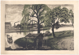 大阪風景　川崎の渡　Sight in Osaka / Ferry at Kawasaki