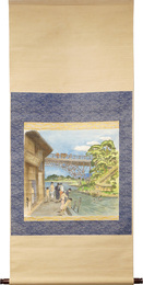 自筆画幅　飯坂温泉　Scroll Painting : Iizaka Spa 