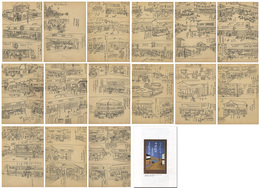 自筆画稿　（今昔阪神商家図下絵）　Sketches for Konjaku Hanshin Shoka-zu