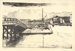 大阪風景　天神橋遠望　Sight in Osaka / Distant view of Tenjin Bridge