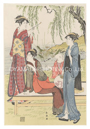 柳下夕涼美人【復刻版】　Beauties Enjoying the Evening Cool under a Willow Tree【Reproduction】