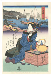 美人東海道　江尻駅【復刻版】　Tokaido Beauties / Ejiri【Reproduction】