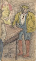 自筆画稿　賭博者　Painting : The Gambler