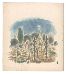 自筆画色紙　Paintings