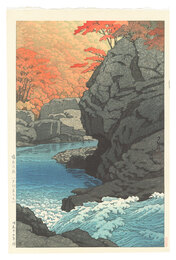 塩原の秋（天狗岩の下）　Tengu Rock, Autumn in Shiobara