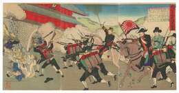 大鳥公使大院君を擁護入城の図　Minister Otori Escorts the Korean King into the Castle