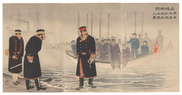 山地中将第二軍率金州半島上陸之図　Lieutenant-General Yamaji Leading the Japanese Second Army during its Landing on the Jinzhou (Liaodong) Peninsula