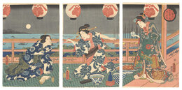 十二月之内　文月 廿六夜待　The Twelve Months / The Seventh Month: The Moon-awaiting Festival on the Night of the Twenty-sixth