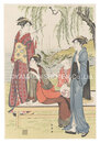 柳下夕涼美人【復刻版】　Beauties Enjoying the Evening Cool under a Willow Tree【Reproduction】