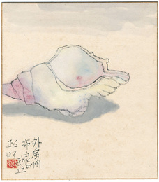 自筆色紙　外房州布良の砂丘　Sand Dunes in Fura, Soto-boshu