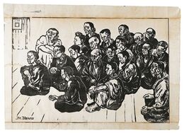 供米の話を聞く。　Listening to a Lecture on Delivery of Rice.