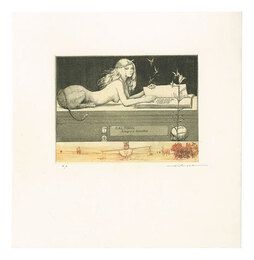 蔵書票　Sphinx on coffin　Ex Libris 