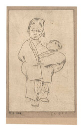 子守りをする少女　Girl Looking after a Baby