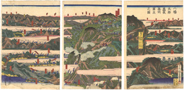 八幡太郎義家奥州軍立之図　Hachimantaro Yoshiie Leaves for the Battle at Mutsu Province