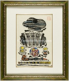 頭巾・手風琴・煙管・遠眼鏡　Hood,Accordion,Tobacco Pipe,Telescope