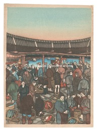 松山名所図絵　三津の朝市　Illustrations of Famous Places in Matsuyama / Morning Market at Mitsu