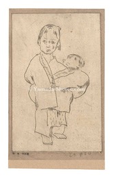 子守りをする少女　Girl Looking after a Baby