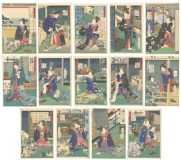 深川仮宅全盛揃　An Assortment of Beauties of the Highest Popularity in Temporary Quarters in Fukagawa