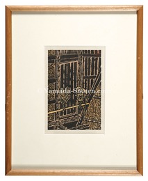 かんじきと藁靴（仮題）　Small woodblock print