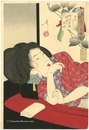 風俗三十二相　ねむさう　明治年間　娼妓の風俗　Thirty-two Aspects of Customs and Manners / Looking Sleepy : The Appearance of a Courtesan of the Meiji Era
