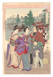 見立十二支　戌 神田明神宮参り　Selections for the Twelve Zodiac Signs / Dog (Inu): Bringing a Baby for the First Shrine Visit to Kanda Myojin Shrine