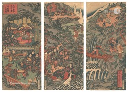 大江山鬼人退治ノ図　Minamoto no Yorimitsu and His Four Retainers Killing the Demon