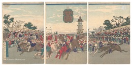 辛未九月二十三日東京招魂社内外人競馬図　Illustration of the Horse Racing with Domestic and Foreign Jockeys at the Shokon Shrine in Tokyo on the 23rd Day of the Ninth Month,1871