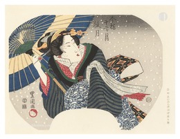 伊場仙版　団扇絵　今様十二ヶ月　臘月【復刻版】　Fan Prints :The twelve months of Modern Beauties / December【Reproduction】