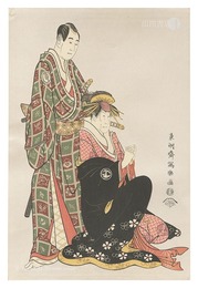 三世瀬川菊之丞の傾城かつらぎ 三世澤村宗十郎の名古屋山三【復刻版】　Actors Segawa Kikunojo Ⅲ as Keisei(Courtesan) Katsuragi and Sawamura Sojuro Ⅲ as Nagoya Sanza【Reproduction】