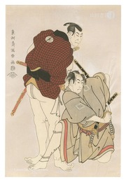 市川男女蔵の関取雷鶴之助 二世大谷鬼二の浮世土平【復刻版】　Actors Ichikawa Omezo as Sekitori Ikazuchi Tsurunosuke and Otani Oniji II as Ukiyo Tohei【Reproduction】