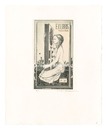 蔵書票　本と少女　Ex Libris: Book & girl