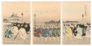 千代田之御表　正月元日諸侯登城桔梗下馬　Chiyoda Outer Palace / Daimyo Alighting at the Kikyo Gate to Visit the Castle on the First Day of the New Year