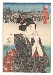 夜参り八景　かぐら坂　Eight Views of Night Visits to Temples and Shrines / Kagurazaka