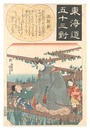 東海道五十三対　池鯉鮒 八橋　Fifty-three Pairings for the Tokaido Road / Chiryu: Ariwara Narihira at Yatsuhashi