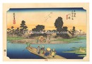 東海道五十三次（保永堂版）　川崎（後版）六郷渡舟【復刻版】　The Fifty-Three Stations of the Tokaido (Hoeido Edition) / Kawasaki (second version) : Rokugo Ferry【Reproduction】