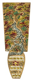 自筆羽子板　渓流　Mountain stream
